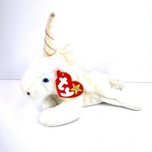 Ty Beanie Babies Mystic the Unicorn 1993 PVC Pellets Original White Plush